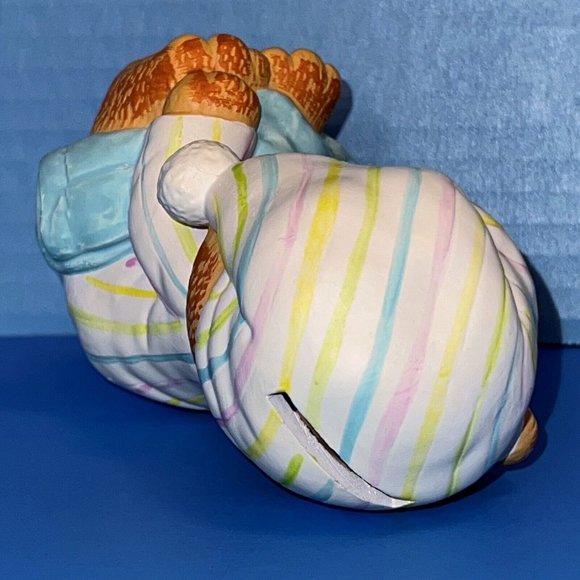 Vintage Morgan Enesco Teddy Beddy Bear Figure 5" Coin Bank Baby Nursery Decor - Picture 9 of 10